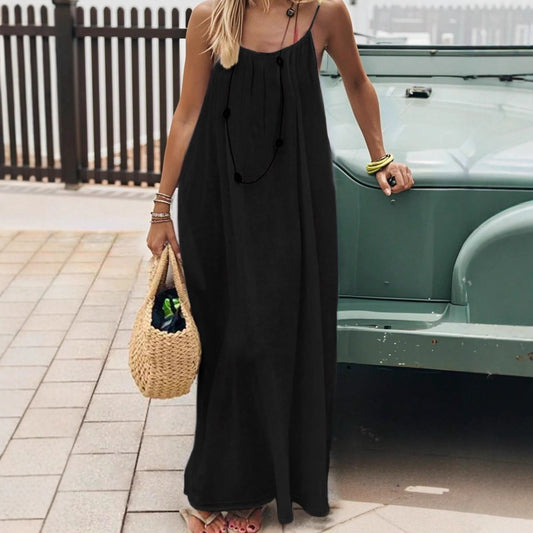 Robe longue à bretelles femme TILLHA PARIS dos ouvert