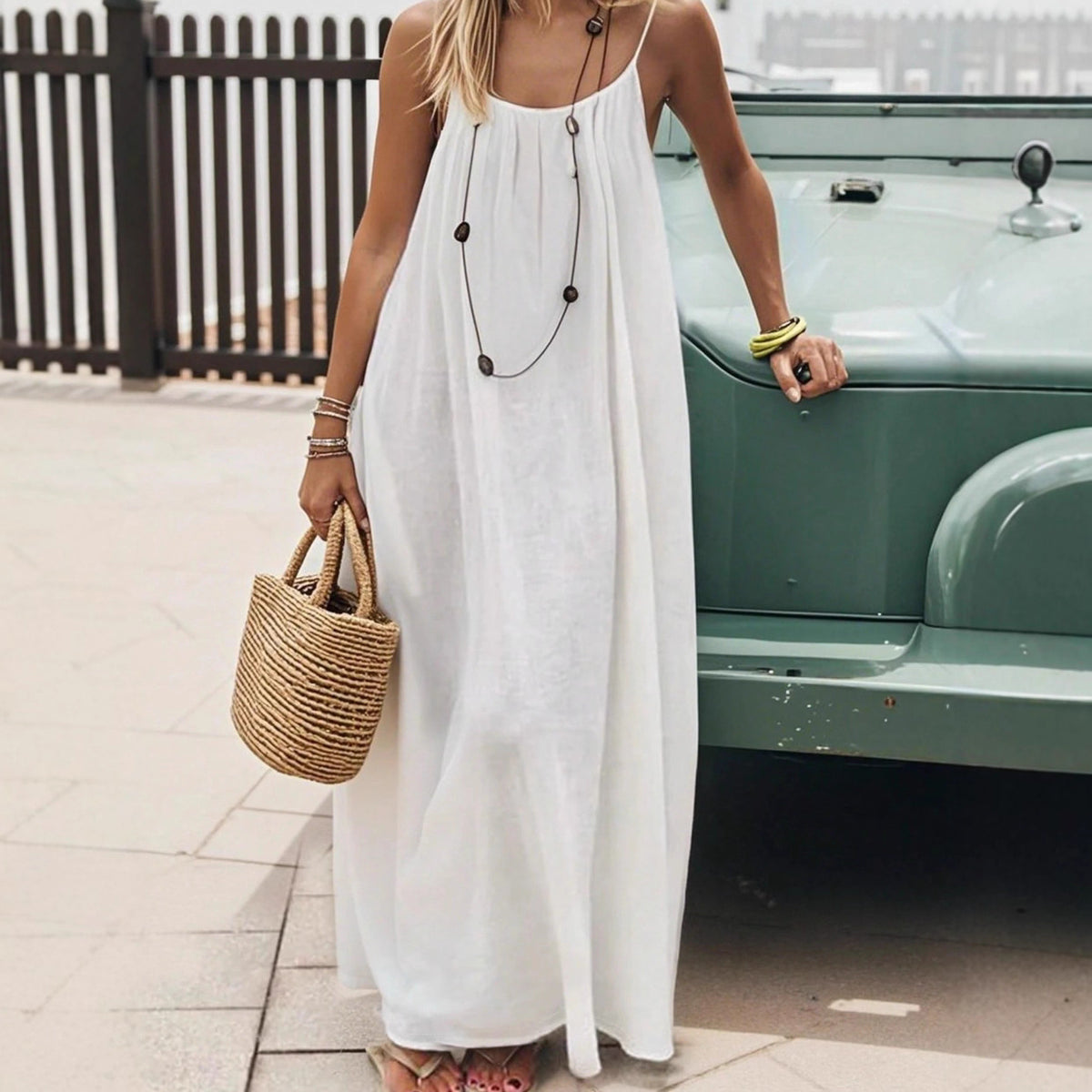 Robe longue femme TILLHA PARIS détail bretelles fines